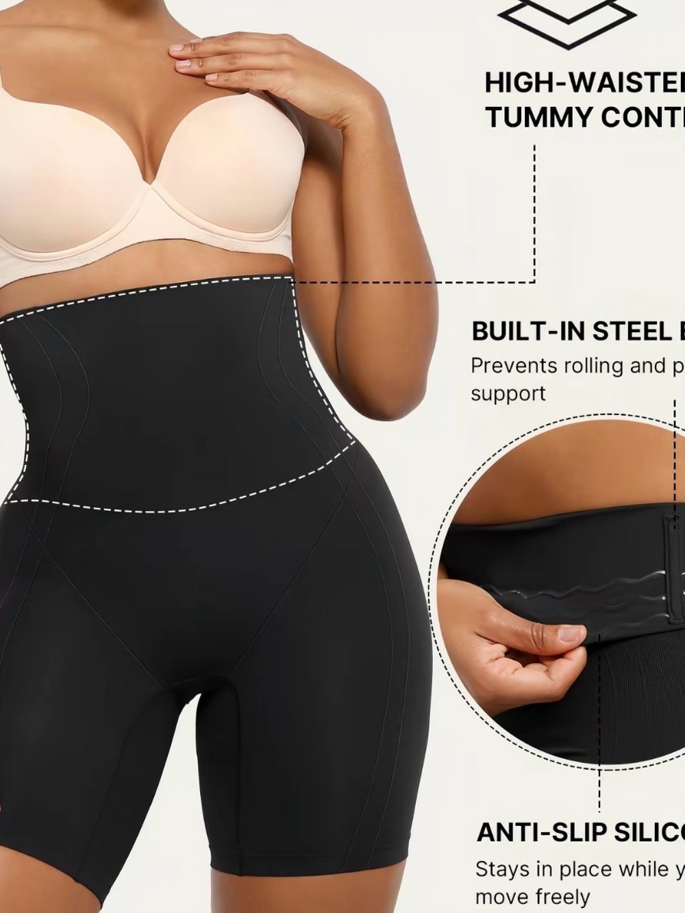 High-Waist Sculpting Shaping Shorts — Black